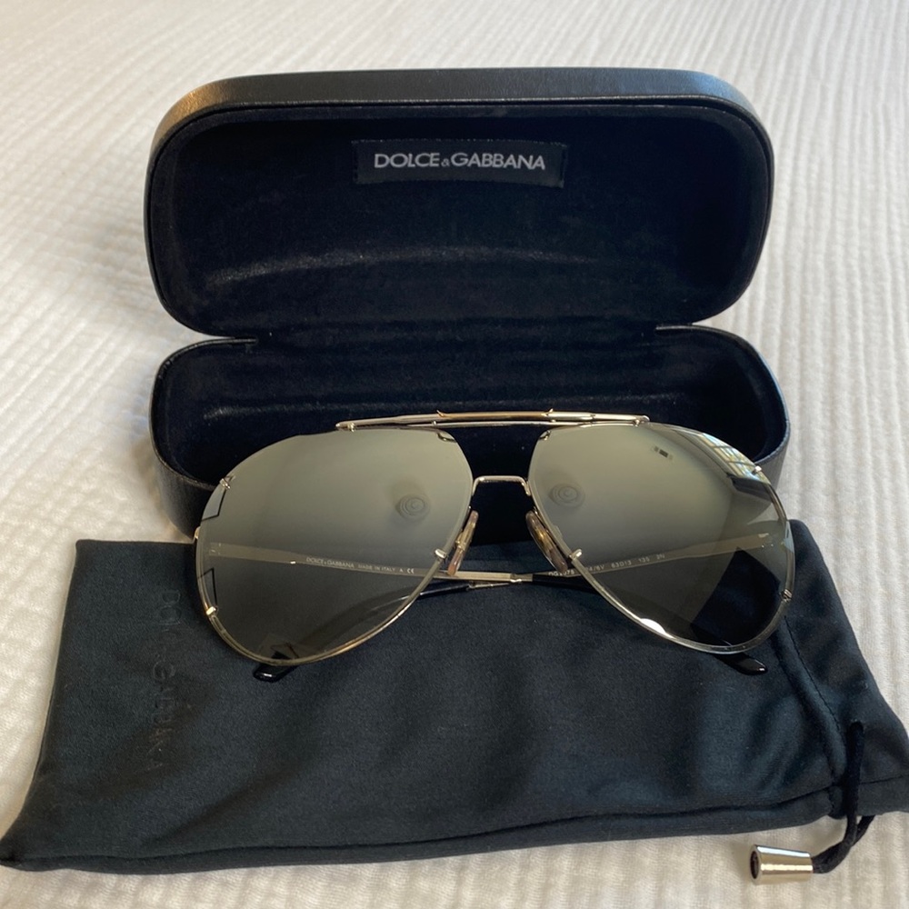 Dolce & Gabana DG2075 mirrored silver lens sunglasses w/ gold and silver frames